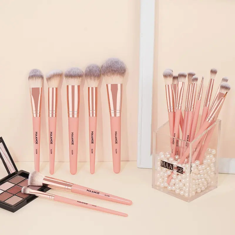 Spring Professional Makeup Brush Set, 18Pcs/Set Soft Bristled Makeup Brushes for Foundation, Powder, Concealer, Eye Shadow, Blush, Lip Balm, Portable Makeup Tools for Home and Travel, Great for Beginners, Mother'S Day Gift, Trending Products